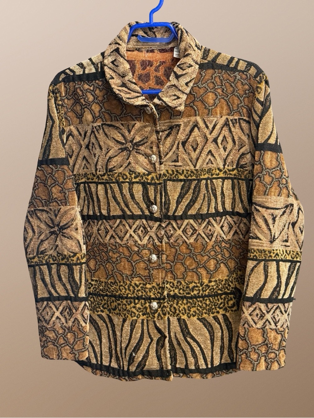 Women's Multicolor Patterned Button-Up Jacket - Picture 5 of 5